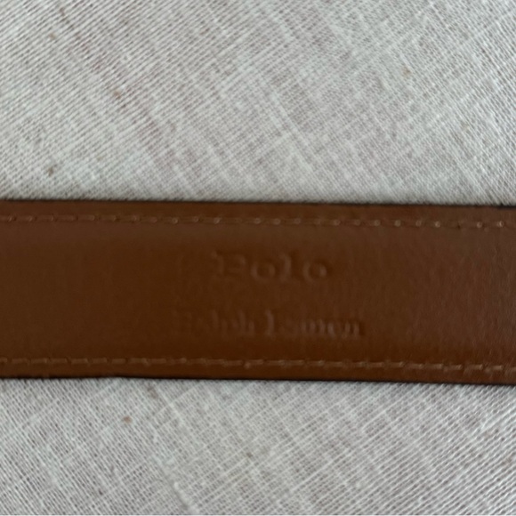 New Polo Ralph Lauren Suffield Brown Leather Single prong metal buckle Belt - Picture 8 of 8